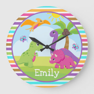 Grande Horloge Ronde Cute Colorful Girl