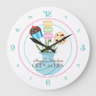 Grande Horloge Ronde Cute cookie cupcake bouquet cuisine personnalisée