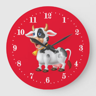 Grande Horloge Ronde cute country cow lover large clock