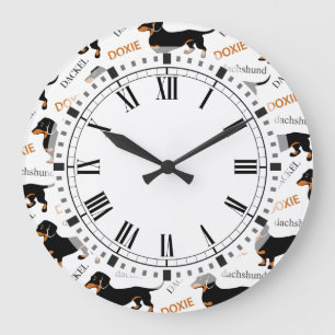 Grande Horloge Ronde Cute Dachshund ou Motif Doxie