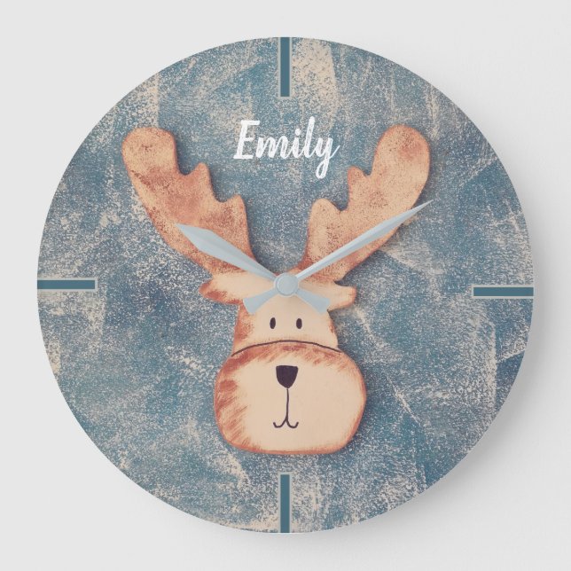 Grande Horloge Ronde Cute Deer Head Winter (Recto)
