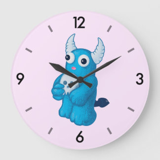 Grande Horloge Ronde Cute Demon Skull - Halloween personnage de dessin