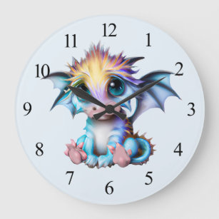 Grande Horloge Ronde Cute et adorable Kawaii Baby Dragon