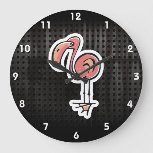 Grande Horloge Ronde Cute Flamingo; cool