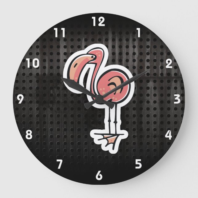 Grande Horloge Ronde Cute Flamingo; cool (Recto)