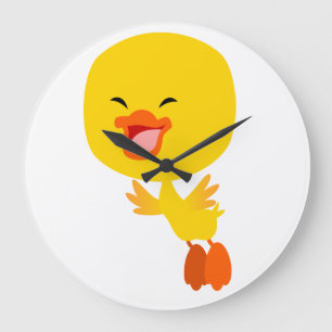 Grande Horloge Ronde Cute Flying Dessin animé Duckling Wall Clock