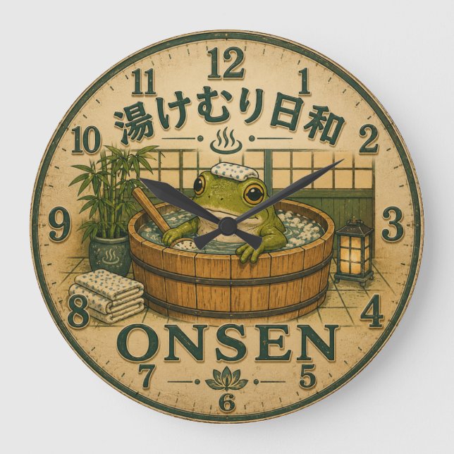 Grande Horloge Ronde Cute Frog Onsen (Recto)
