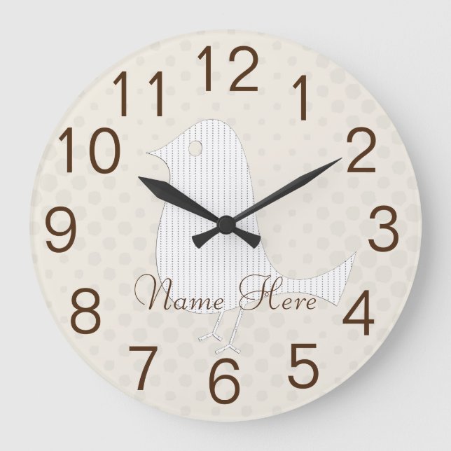 Grande Horloge Ronde Cute Funny White Bird (Recto)
