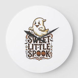 Grande Horloge Ronde Cute Ghost Halloween Vintage Spooky Shirt_1