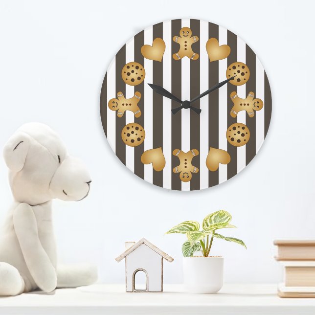 Grande Horloge Ronde Cute Gingerbread Homme Cookie (Créateur téléchargé)