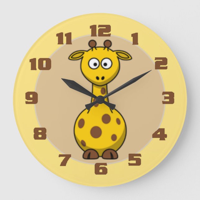 Grande Horloge Ronde Cute Giraffe Nursery (Recto)