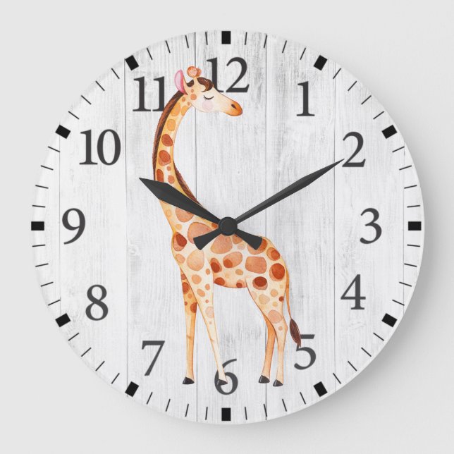 Grande Horloge Ronde Cute Giraffe Wall Clock (Recto)
