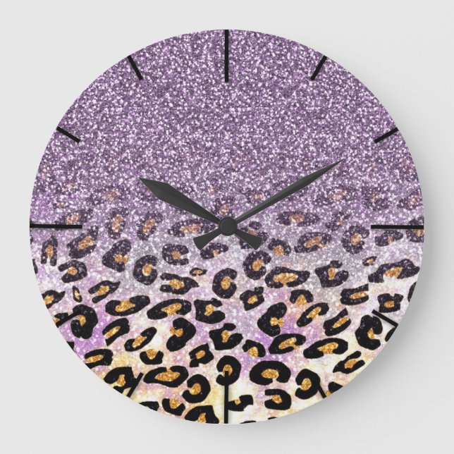 Grande Horloge Ronde Cute girly tendance violet faux parties scintillan (Recto)