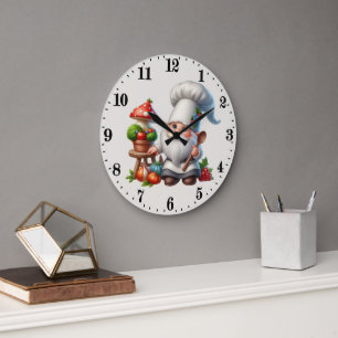 Grande Horloge Ronde Cute gnome cuisinier amateurs