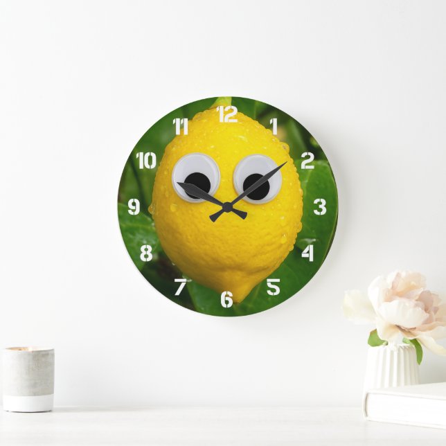 Grande Horloge Ronde Cute Googly Eye Lemon Kids Clock (Maison)