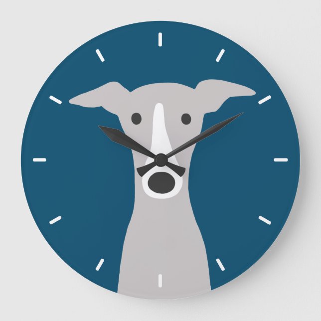 Grande Horloge Ronde Cute Greyhound italien Greyhound ou Whippet Chien (Recto)