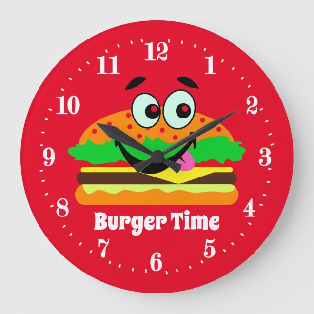 Grande Horloge Ronde cute hamburger lovers add text (Recto)