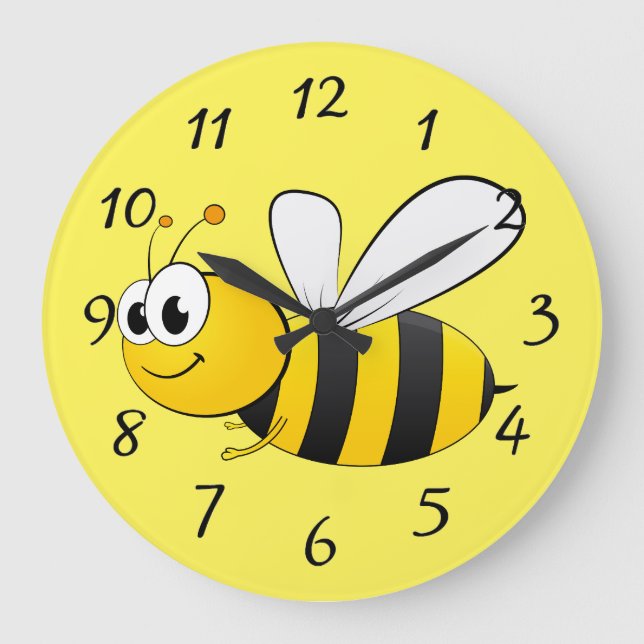 Grande Horloge Ronde cute happy cartoon bee (Recto)