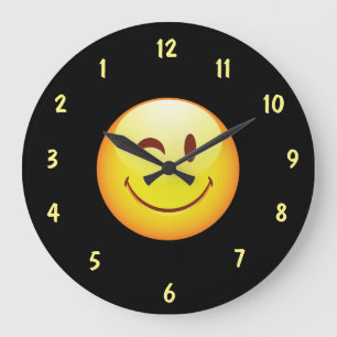 Grande Horloge Ronde Cute Happy Face Reverse Dial