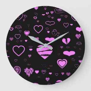 Grande Horloge Ronde Cute Heart Moderne Motif orchidée
