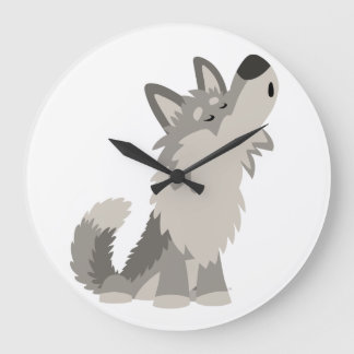 Grande Horloge Ronde Cute Howling Dessin animé