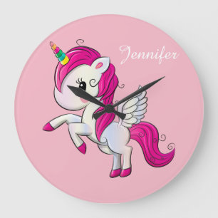 Grande Horloge Ronde Cute Imaginaire Unicorn