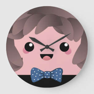 Grande Horloge Ronde Cute joyeux visage kawaii japonais dessin animé po