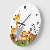 Grande Horloge Ronde Cute Jungle Baby Animals Wall Clocks (Angle)