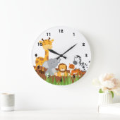 Grande Horloge Ronde Cute Jungle Baby Animals Wall Clocks (Home)