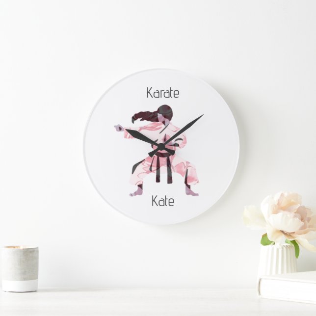 Grande Horloge Ronde Cute Karate Girl Martial Arts (Maison)