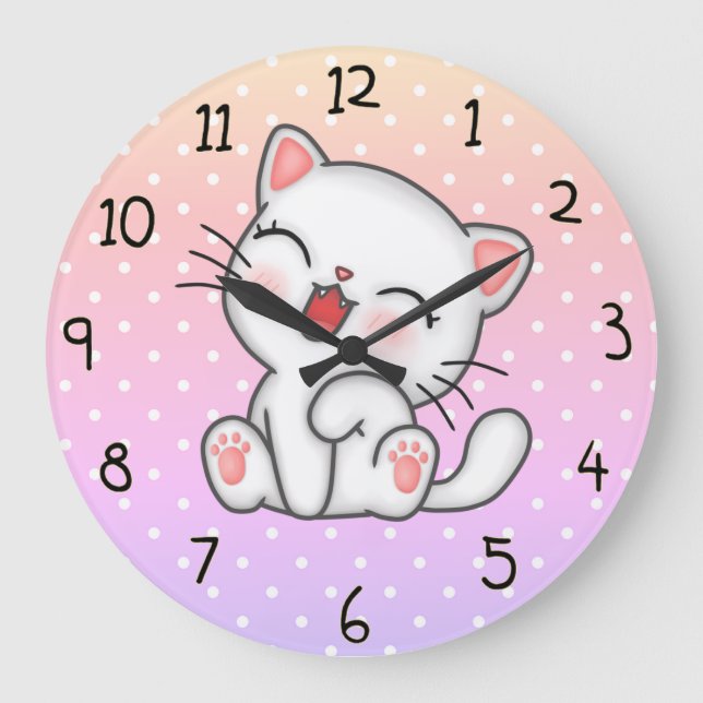 Grande Horloge Ronde Cute Kitten (Recto)