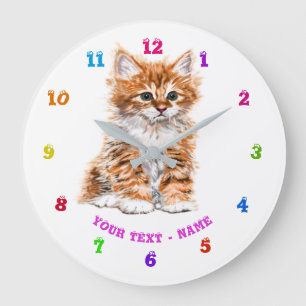 Grande Horloge Ronde Cute Kitty - Sweet - Custom