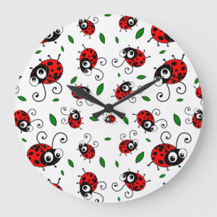 Grande Horloge Ronde Cute ladybug pattern
