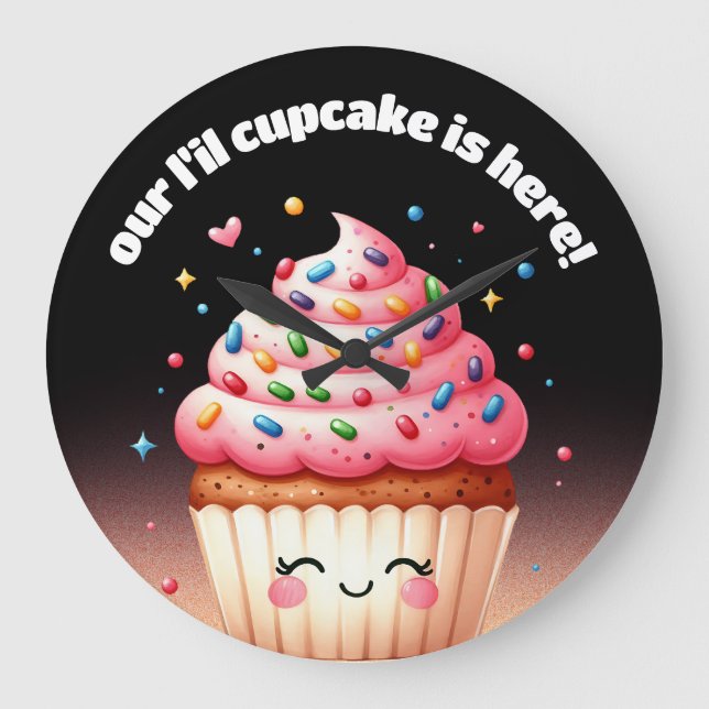 Grande Horloge Ronde Cute L'il Cupcake Sprinkles Nursery (Recto)