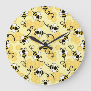 Grande Horloge Ronde Cute little bees pattern