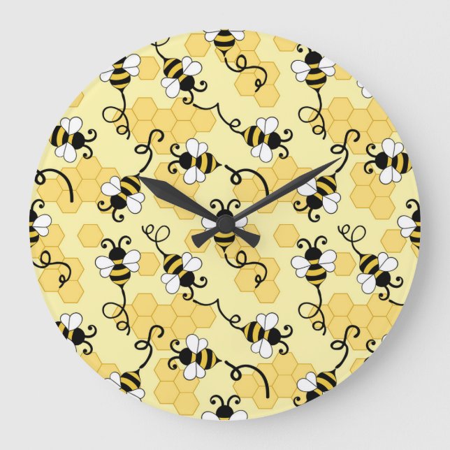 Grande Horloge Ronde Cute little bees pattern (Recto)