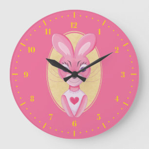 Grande Horloge Ronde Cute little bunny girl