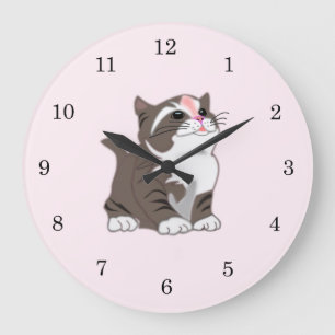 Grande Horloge Ronde Cute Little Kitten