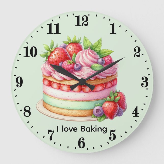Grande Horloge Ronde Cute love baking customizable (Recto)