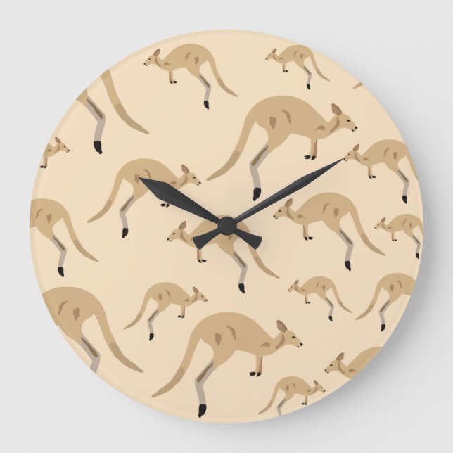Grande Horloge Ronde Cute Motif australien Kangaroo (Recto)