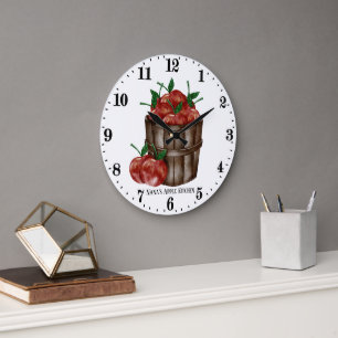 Grande Horloge Ronde Cute Nana's pomme cuisine ajouter nom