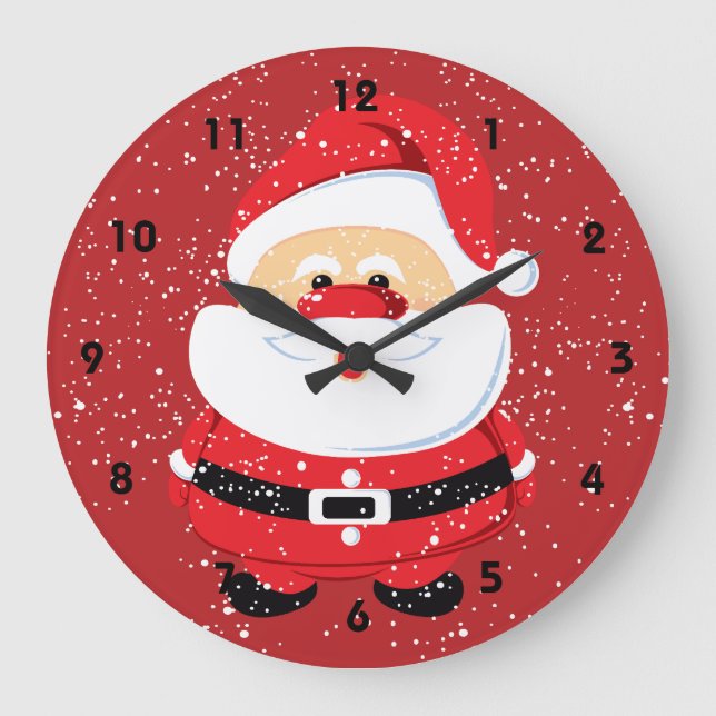 Grande Horloge Ronde Cute Noël du Père Noël (Recto)