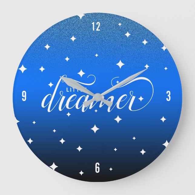Grande Horloge Ronde Cute Ombre Midnight Blue Starry Little Dreamer (Recto)