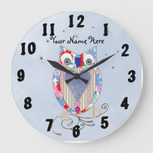 Grande Horloge Ronde Cute Owl Baby