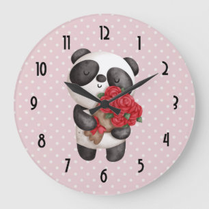 Grande Horloge Ronde Cute Panda