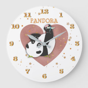 Grande Horloge Ronde Cute Panda