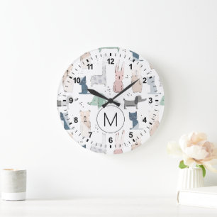 Grande Horloge Ronde Cute Pastel Baby Motif animal