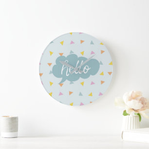 Grande Horloge Ronde Cute Pastel Hello