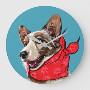 Grande Horloge Ronde Cute Pembroke Welsh Corgi