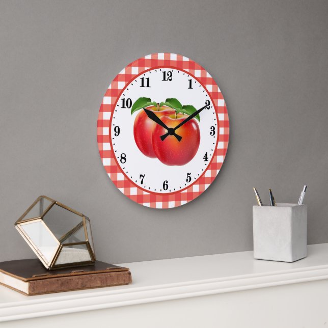Grande Horloge Ronde Cute red apple lovers kitchen decor (Bureau)